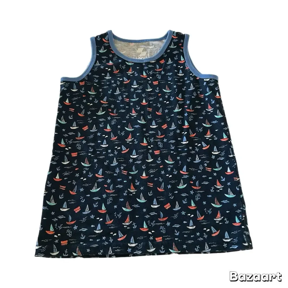 The Children's Place Sport Sailboat Print Tank Top Boys 5T Navy